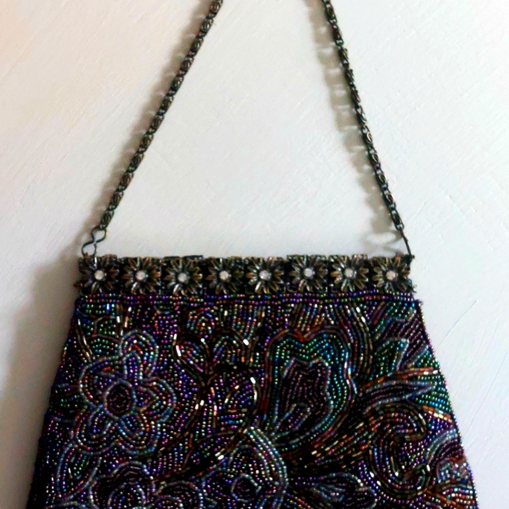 VINTAGE MENBUR MULTI-COLORED BEADED EVENING BAG